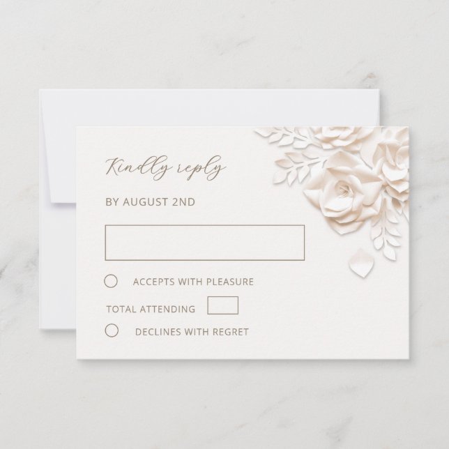 Carte de réponse de mariage en papier découpé en f (Devant)