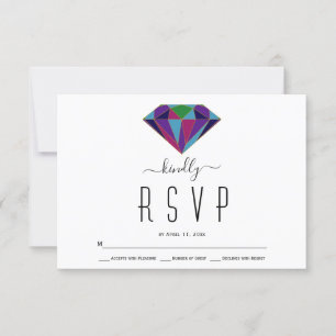 Carte de réponse de mariage en typographie diamant