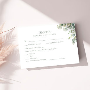 Carte de réponse de mariage Eucalyptus Modern Gree