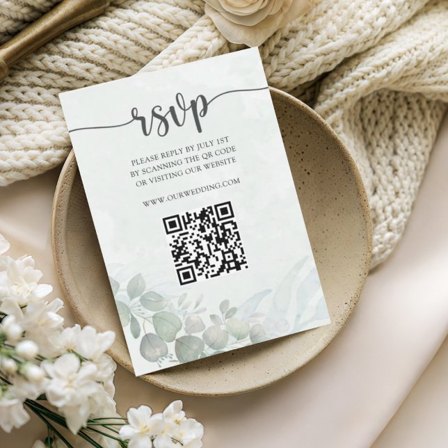Carte de réponse de mariage eucalyptus vert sauge  (Créateur téléchargé)
