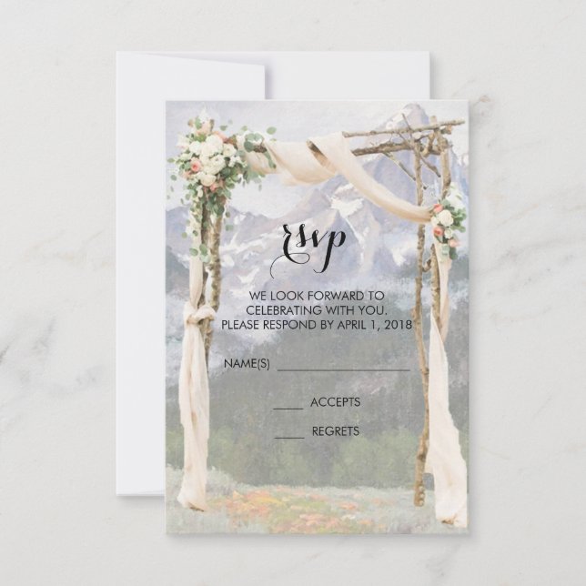 Carte de réponse de mariage extérieur au parc Moun (Devant)