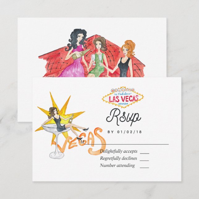 Carte de réponse de mariage fantaisiste à Las Vega (Devant / Derrière)