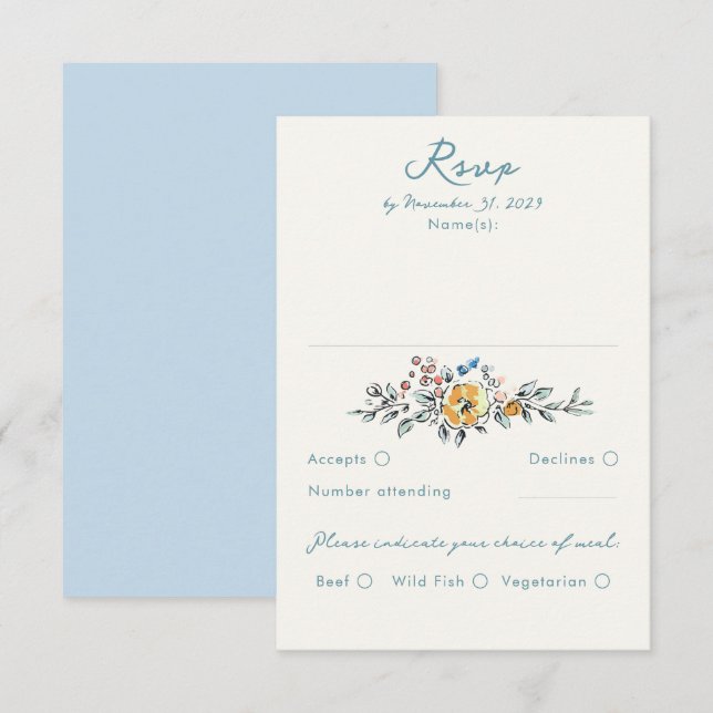Carte de réponse de mariage fantaisiste dessinée à (Devant / Derrière)