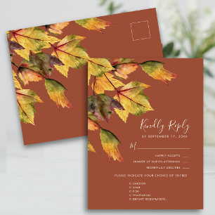 Carte de réponse de mariage Feuillage d'automne Br