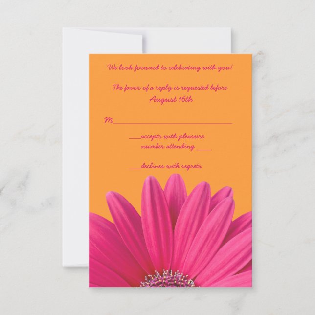 Carte de réponse de mariage Fleur d'orange Gerbera (Devant)