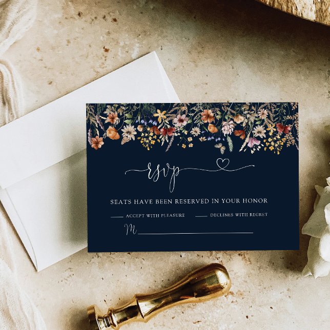Carte de réponse de mariage Fleur sauvage minuscul (Créateur téléchargé)