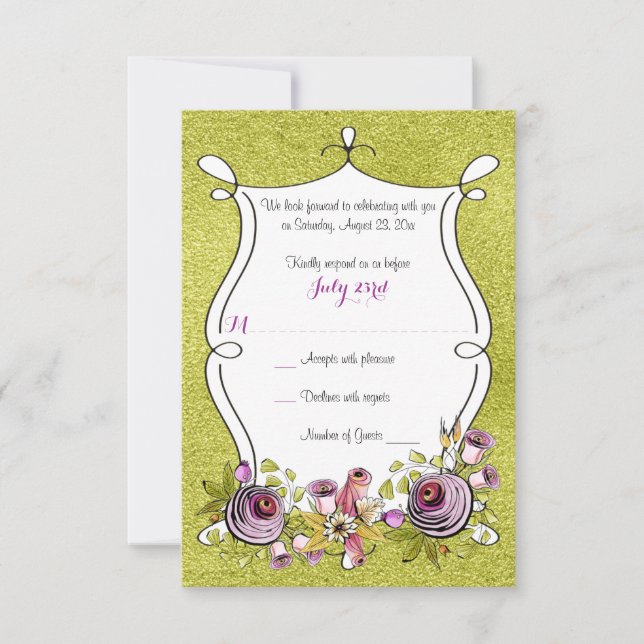 Carte de réponse de mariage | Fleurs aquarelles fa (Devant)