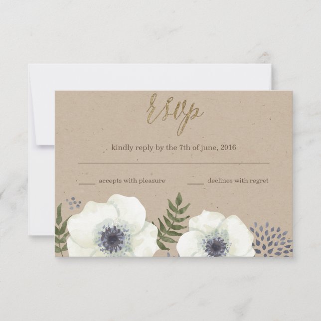 Carte de réponse de mariage Fleurs de nuit d'été (Devant)
