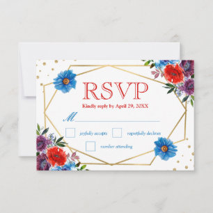 Carte de réponse de mariage Fleurs d'été aquarelle