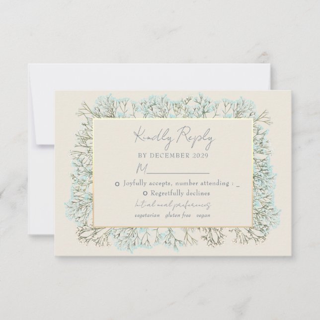 Carte de réponse de mariage Fleurs sauvages Bleu p (Devant)