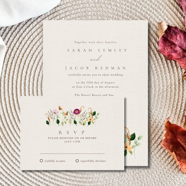 Carte de réponse de mariage Fleurs sauvages fantai (Whimsical Wildflowers Wedding RSVP Card)