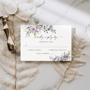 Carte de réponse de mariage Fleurs violettes roman