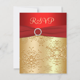 Carte de réponse de mariage Flocons de neige rouge