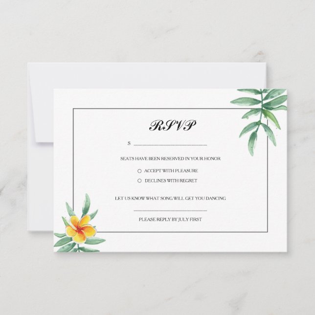Carte de réponse de mariage floral (Devant)