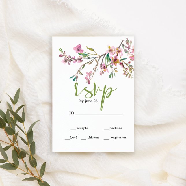 Carte de réponse de mariage floral à fleurs de cer (Créateur téléchargé)