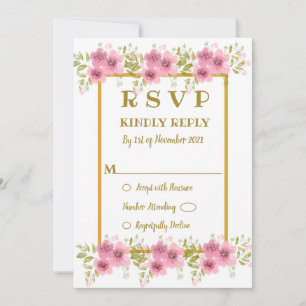 Carte de réponse de mariage floral Anémone Rose aq