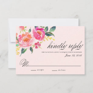 carte de réponse de mariage floral bohème