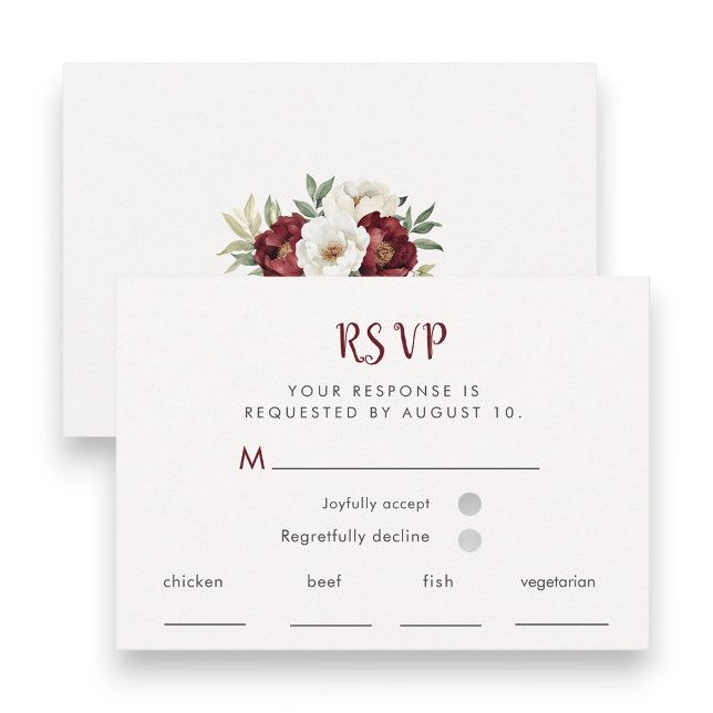 Carte de réponse de mariage floral burgundy rustiq (Créateur téléchargé)