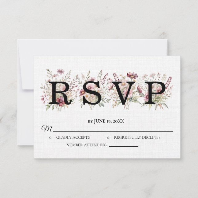 Carte de réponse de mariage floral de printemps (Devant)
