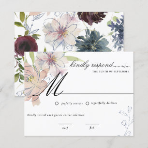 Carte de réponse de mariage floral de ton joyau lu