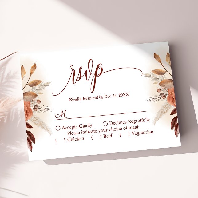Carte de réponse de mariage floral écriture Terrac (Créateur téléchargé)