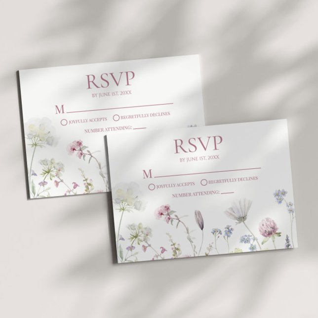 Carte de réponse de mariage floral Fleur sauvage (Créateur téléchargé)