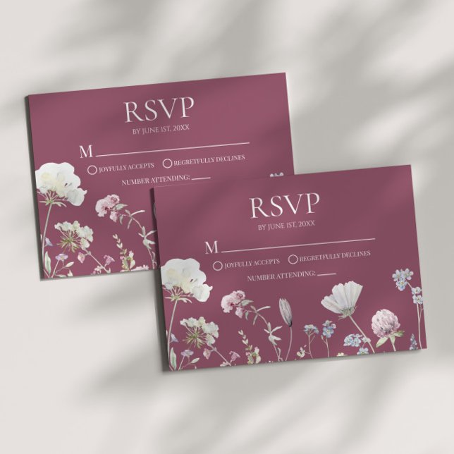 Carte de réponse de mariage floral Fleur sauvage (Créateur téléchargé)