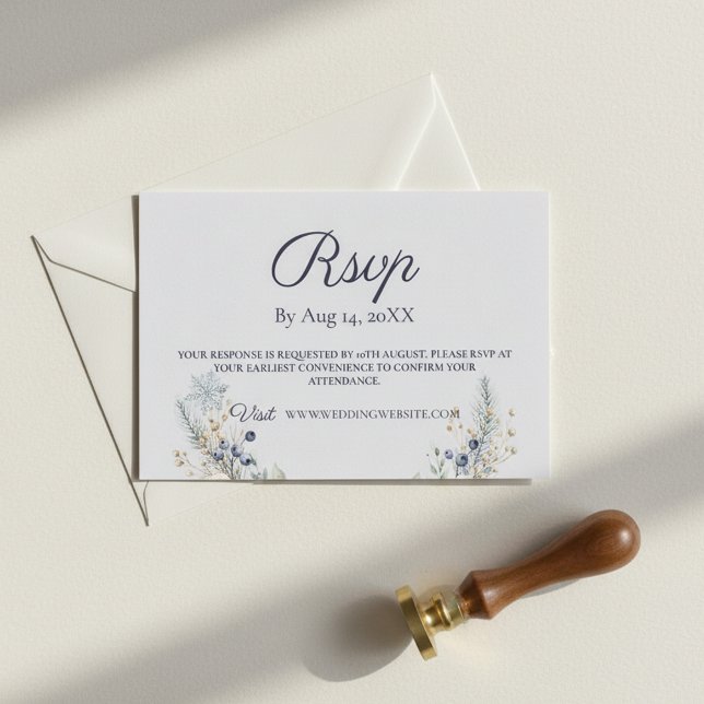 Carte de réponse de mariage floral hivernal (Créateur téléchargé)