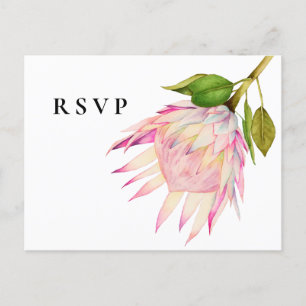 Carte de réponse de mariage floral King Protea ros