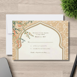 Carte de réponse de mariage floral pêche Masjid An