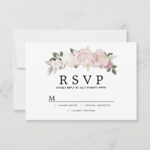 Carte de réponse de mariage floral rose blanc rust