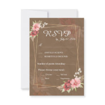 Carte de réponse de mariage floral rustique