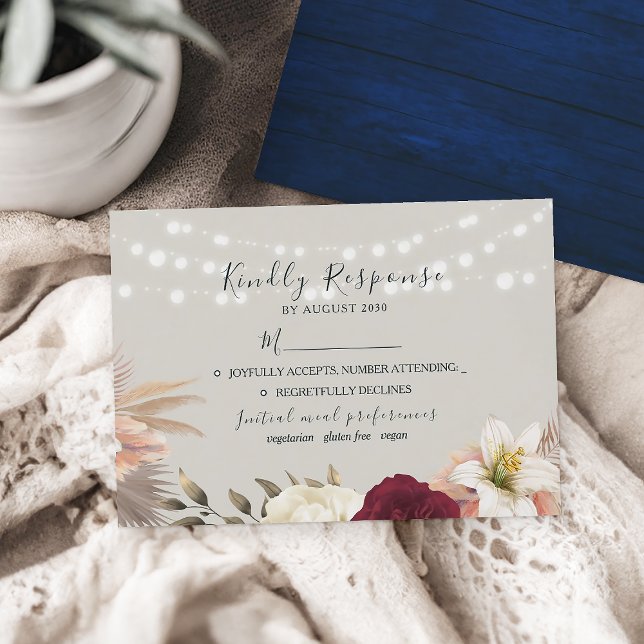 Carte de réponse de mariage floral rustique avec l (Créateur téléchargé)