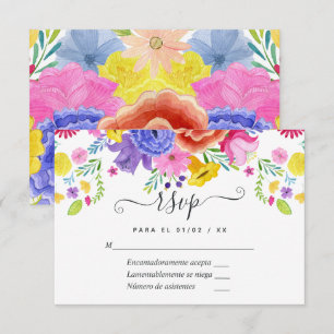 Carte de réponse de mariage Floral Spanish Fiesta
