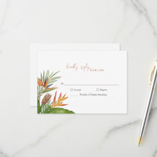 Carte de réponse de mariage floral tropical coloré
