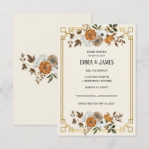 Carte de réponse de mariage floral vintage