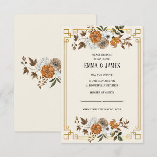 Carte de réponse de mariage floral vintage