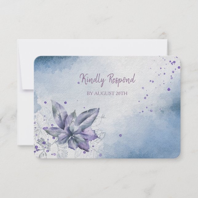 Carte de réponse de mariage Floral Violet Moderne (Devant)