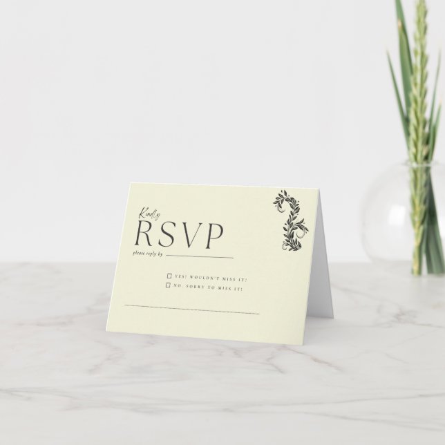Carte de réponse de mariage florale (Devant)
