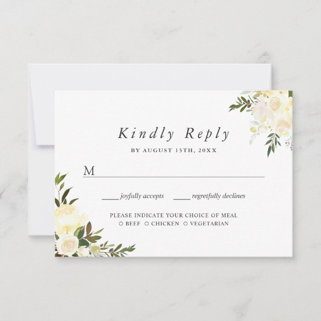 Carte de réponse de mariage florale à feuillage d' (Devant)