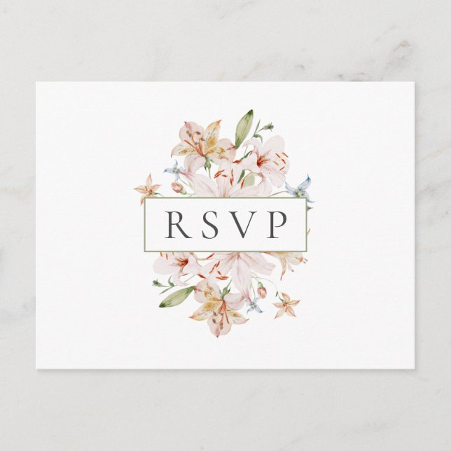 Carte de réponse de mariage florale à l'aquarelle  (Devant)