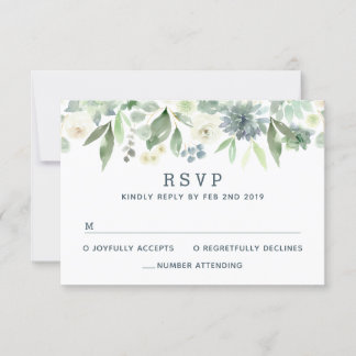 Carte de réponse de mariage florale à l'aquarelle