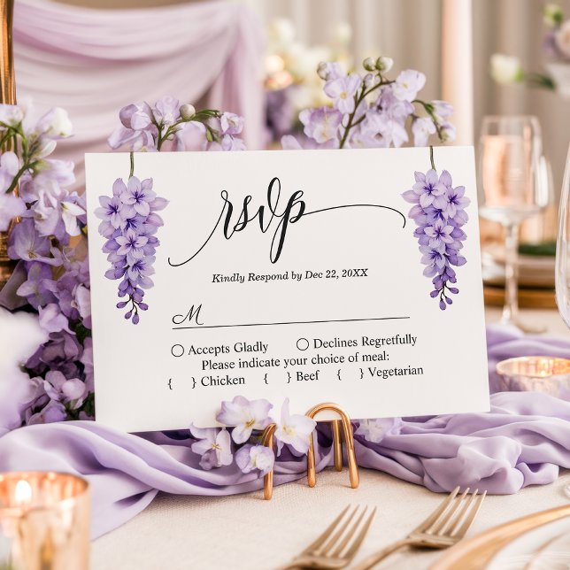 Carte de réponse de mariage florale à l'écriture r (Créateur téléchargé)