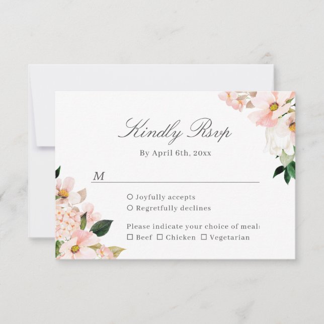 Carte de réponse de mariage florale à l'hortensia  (Devant)