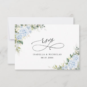 Carte de réponse de mariage florale à l'hortensia