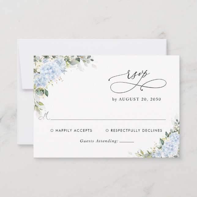 Carte de réponse de mariage florale à l'hortensia  (Devant)