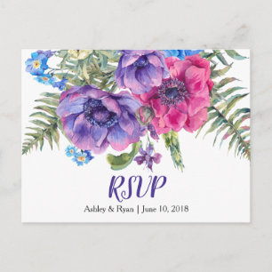 Carte de réponse de mariage florale Anémone