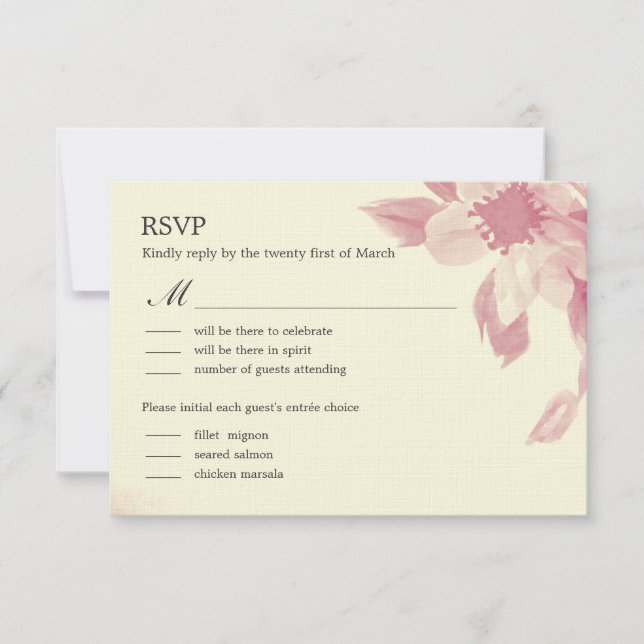 Carte de réponse de mariage florale aquarelle (Devant)