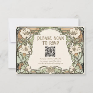 Carte de réponse de mariage florale Art Nouveau Cl