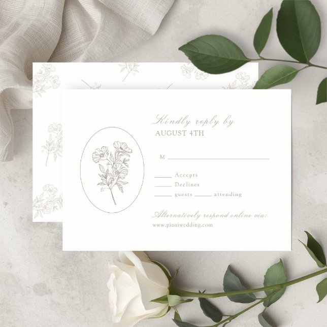 Carte de réponse de mariage florale blanc ivoire (Créateur téléchargé)